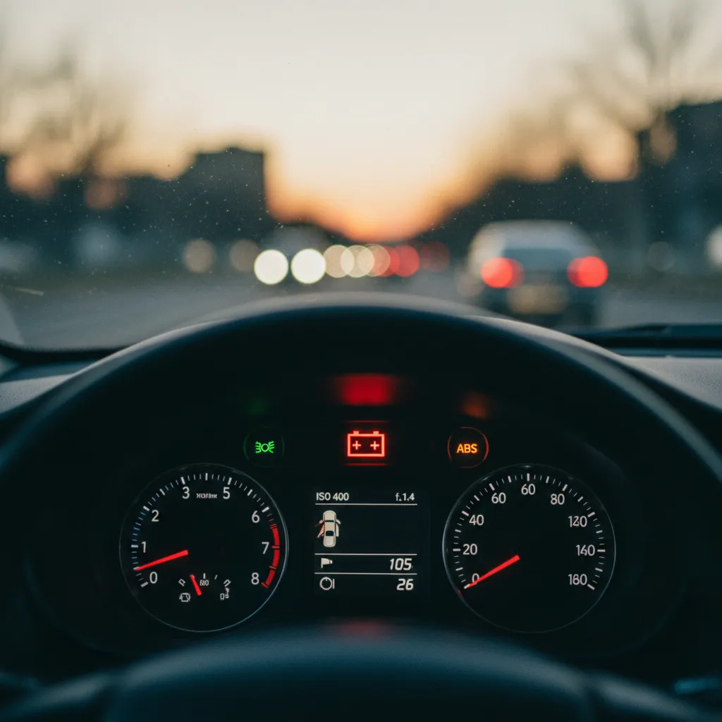Le voyant batterie allumé au tableau de bord, signe fréquent d'un alternateur défaillant