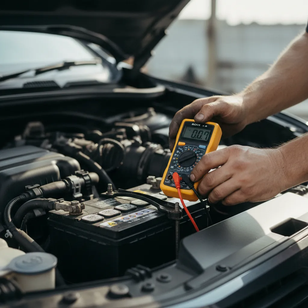 Test de la tension de charge au multimètre directement sur la batterie