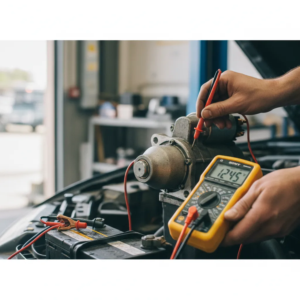 Test de la tension au solénoïde du démarreur à l'aide d'un multimètre digital