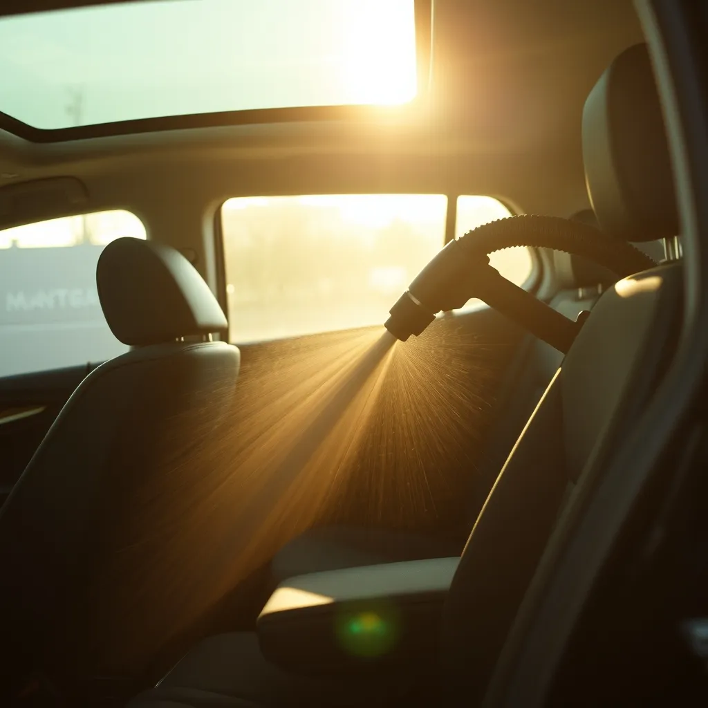 Aspiration de l'habitacle avec un aspirateur industriel en station de lavage