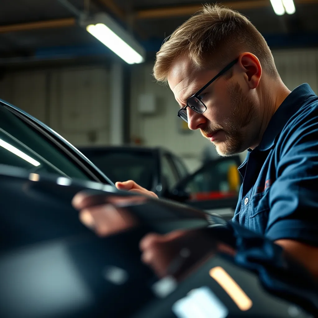 Inspection de la carrosserie à la recherche de micro-rayures après un lavage au rouleau