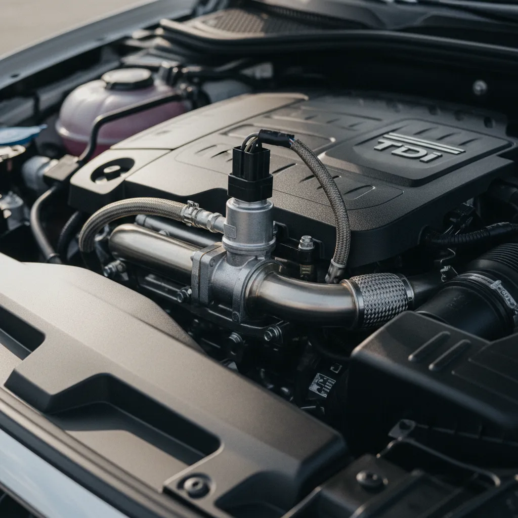 Vanne EGR installée sur le collecteur d'admission d'un moteur diesel moderne