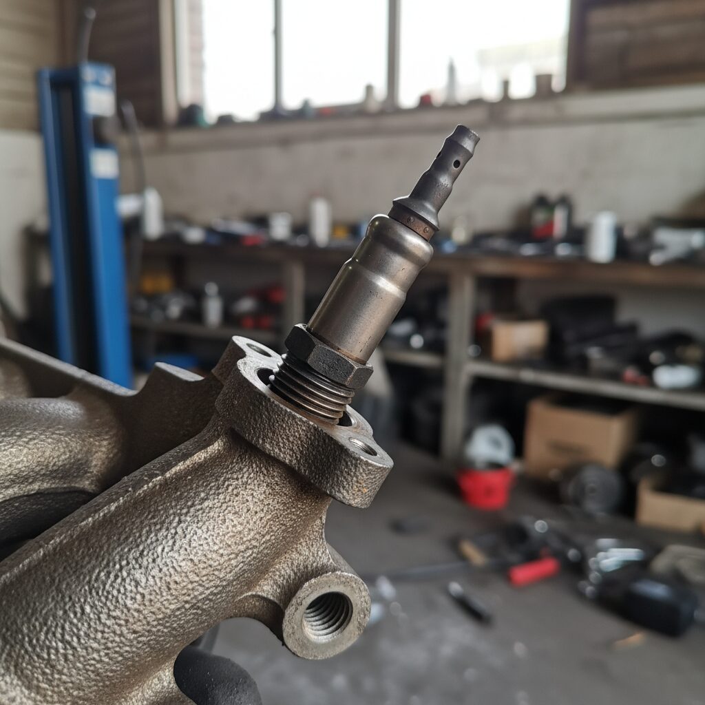 Sonde lambda montée sur un collecteur d'échappement de voiture