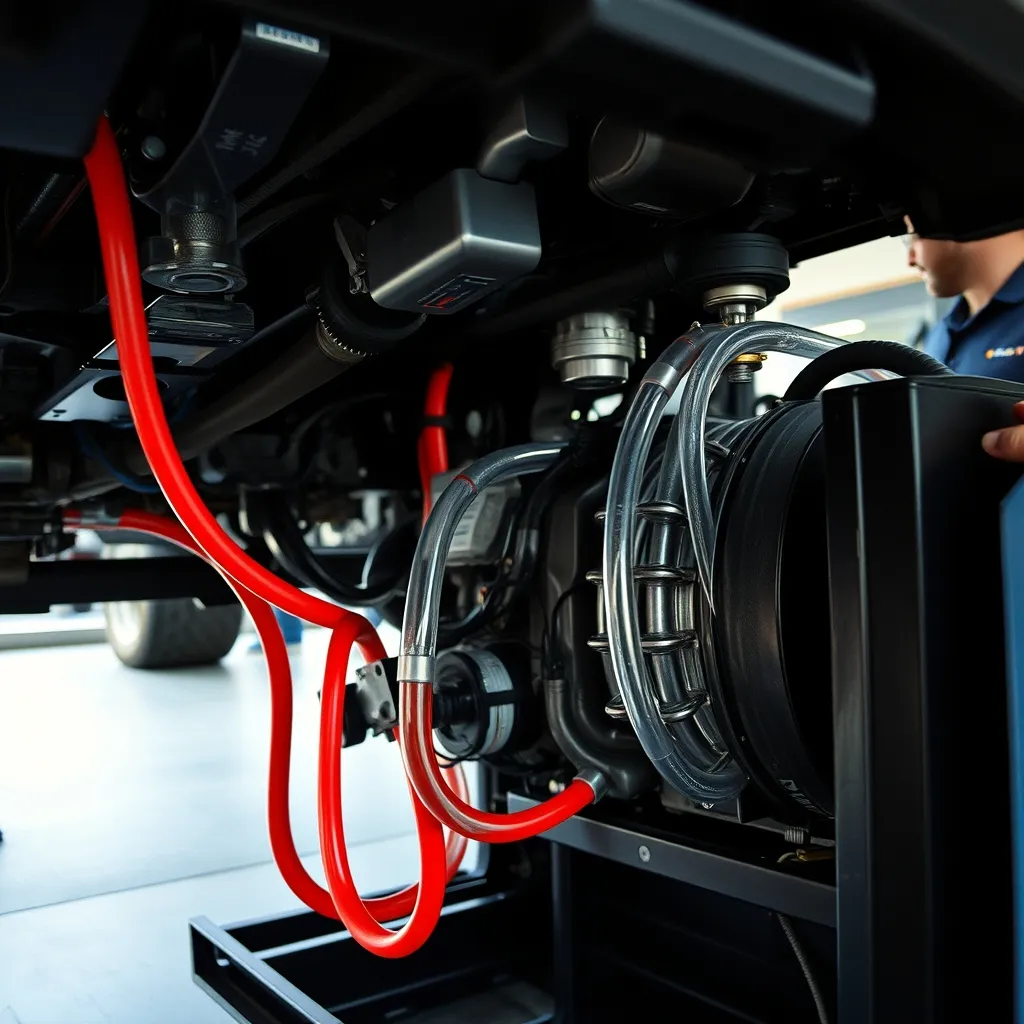 Machine de vidange par échange connectée à la boîte automatique du véhicule