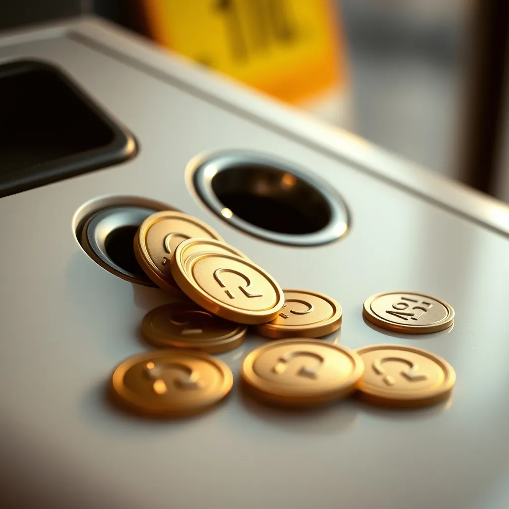 Jetons de lavage auto métalliques et borne de paiement en station