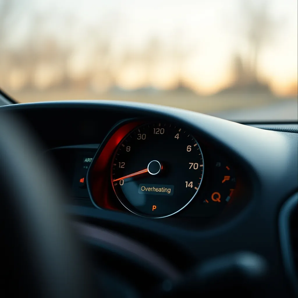 Jauge de température dans la zone rouge signalant une surchauffe moteur