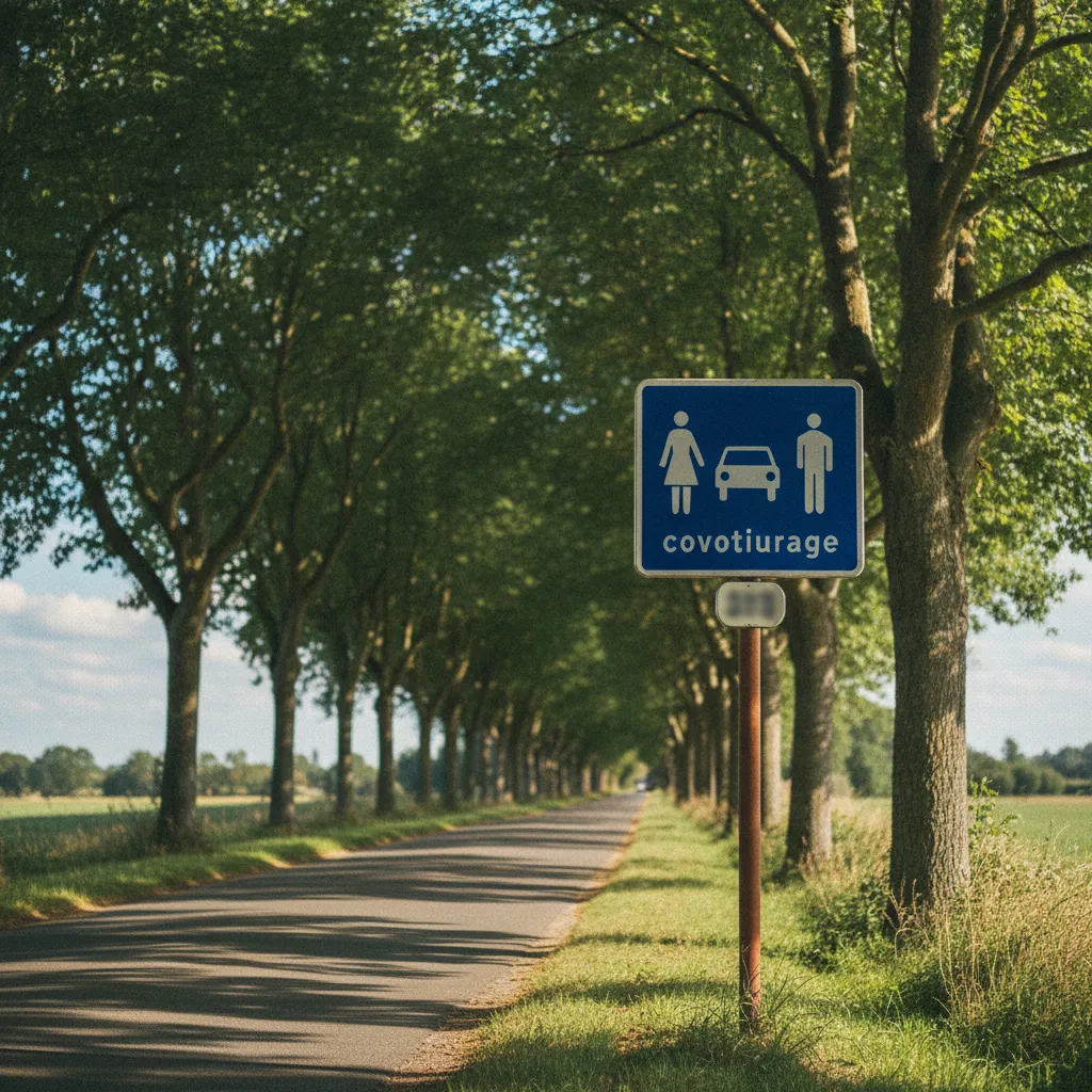 Les panneaux directionnels guident les automobilistes vers l'aire de covoiturage