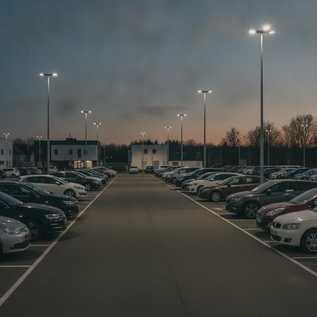 Parking de covoiturage récent équipé d'un éclairage LED performant