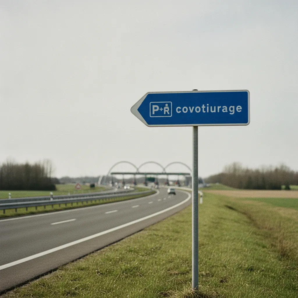 Panneau de signalisation dirigeant les automobilistes vers le parking de covoiturage