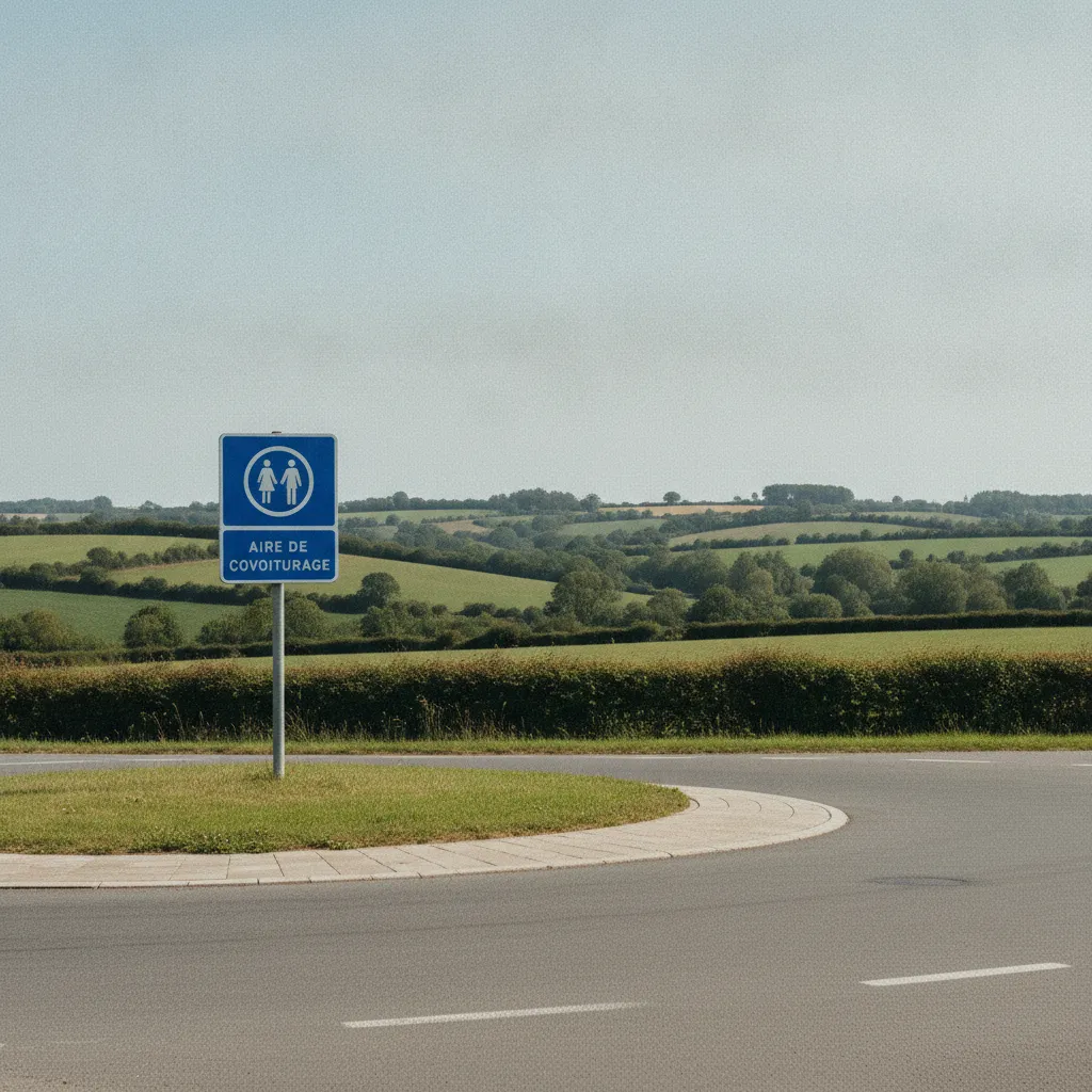 Panneau de signalisation indiquant l'aire de covoiturage à proximité de la sortie Toul Garros