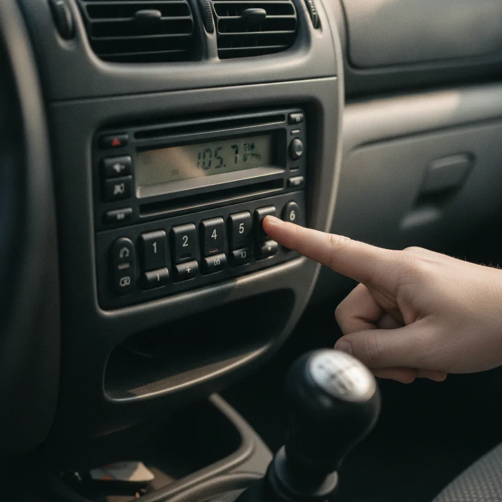 Saisie du code autoradio à l'aide des touches de présélection sur la façade du poste