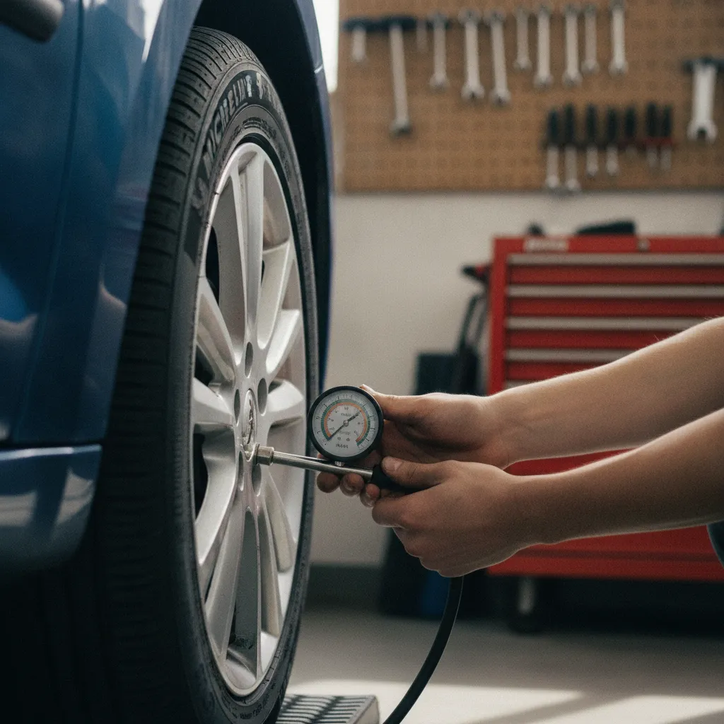Vérifier la pression des pneus fait partie des gestes essentiels pour tout jeune conducteur