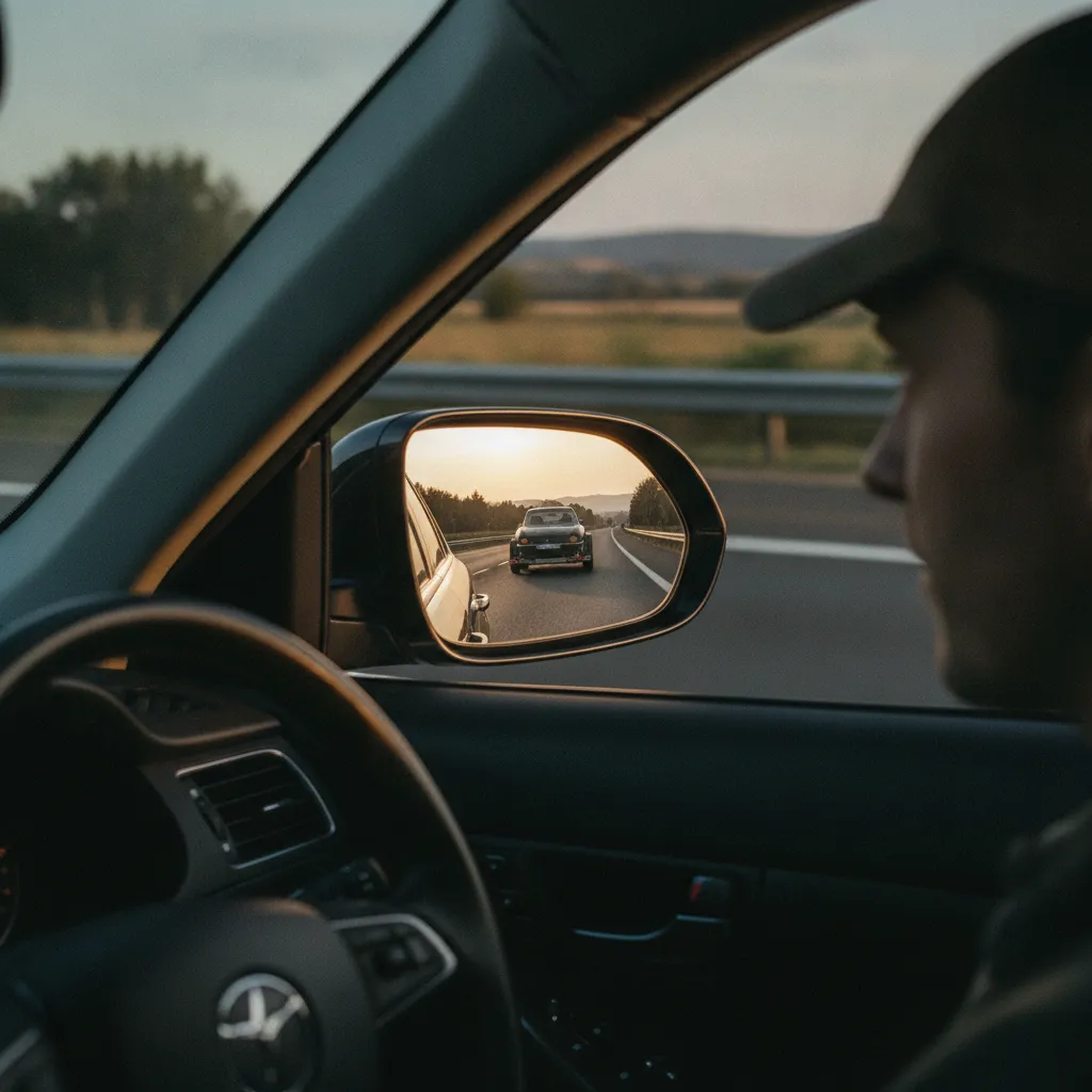 Vérification des rétroviseurs lors du tractage d'une remorque porte-voiture sur autoroute