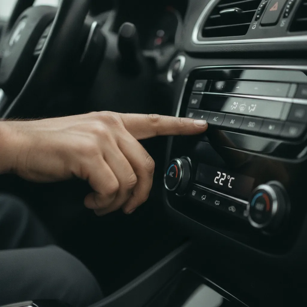 Activation du bouton A/C sur un système de climatisation automatique moderne