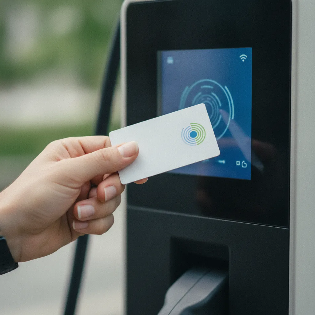 Utilisation d'un badge de recharge sur une borne publique pour véhicule électrique