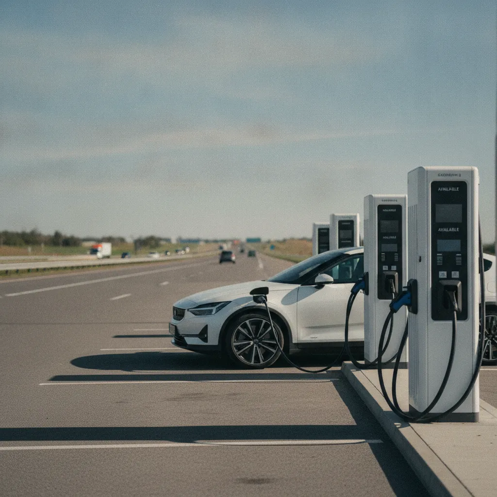 Recharge rapide sur aire d'autoroute avec une borne haute puissance compatible multi-réseaux
