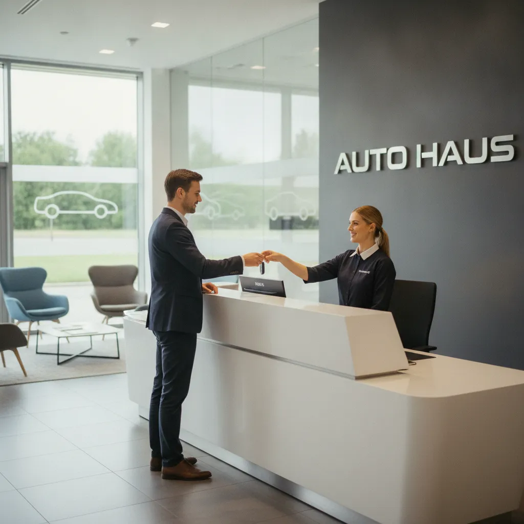Accueil client dans un centre de révision automobile