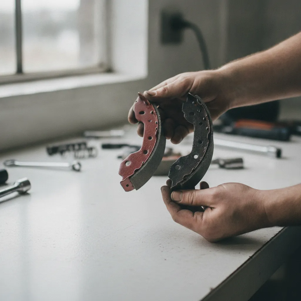 Comparaison entre une garniture de frein à tambour neuve et une garniture usée