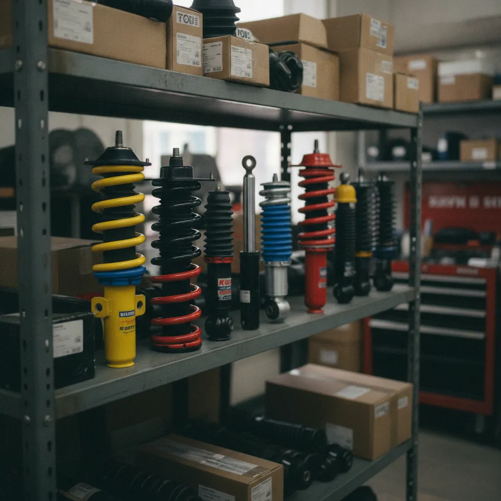 Différentes marques d'amortisseurs disponibles en magasin de pièces automobiles