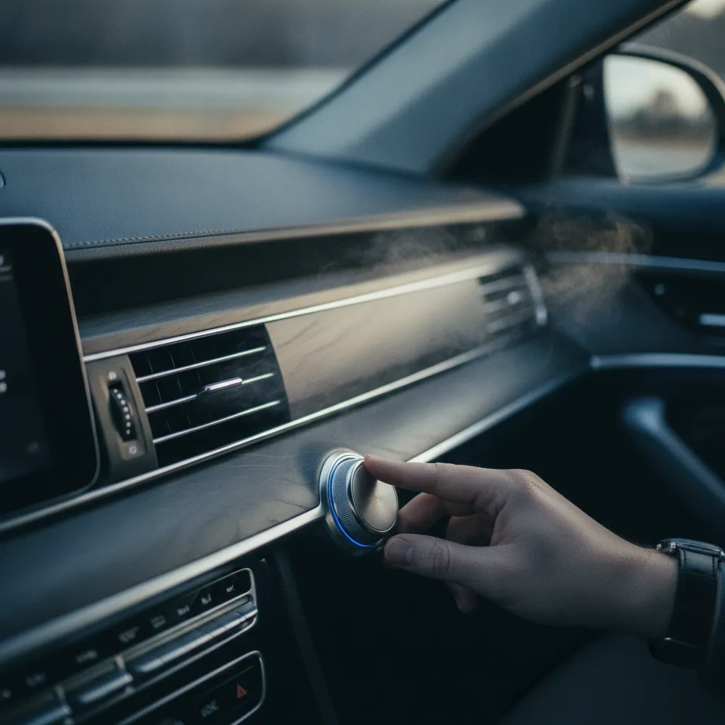 Bouches d'aération soufflant de l'air frais après une recharge de climatisation réussie