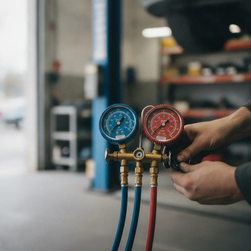 Relevé des pressions haute et basse pression avec un manifold de diagnostic