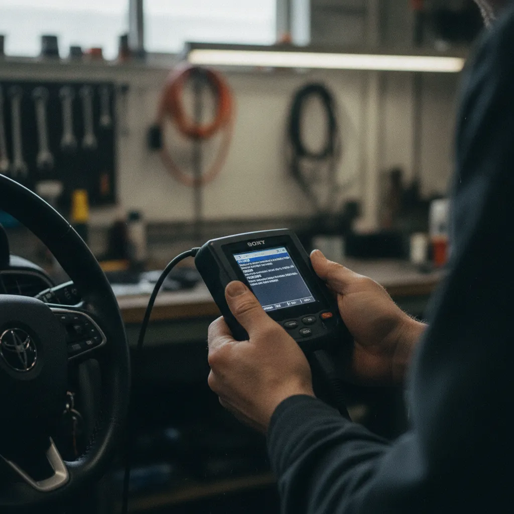 Diagnostic OBD branché sur la prise de la Peugeot 2008