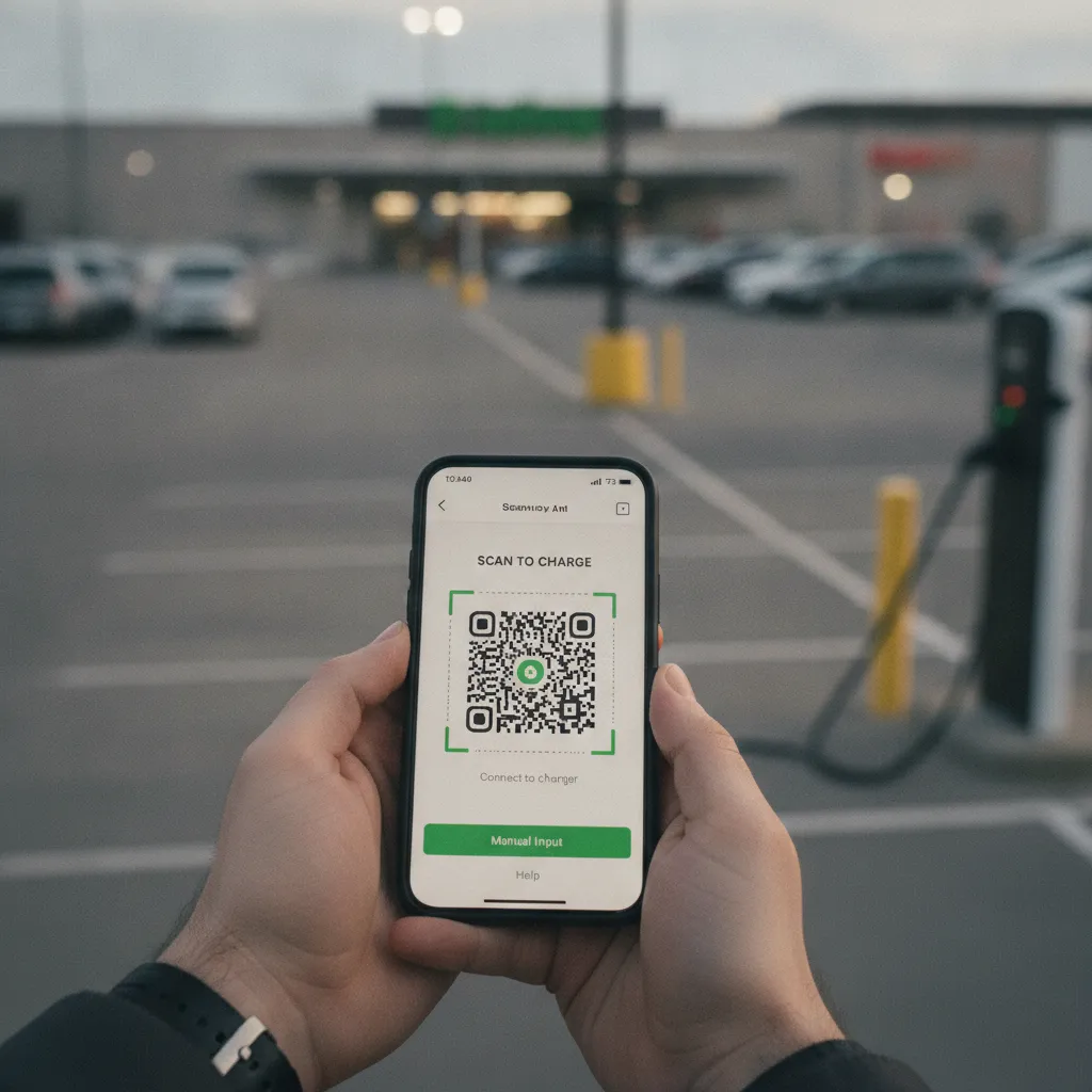 Lancement d'une session de recharge via l'application mobile sur le parking