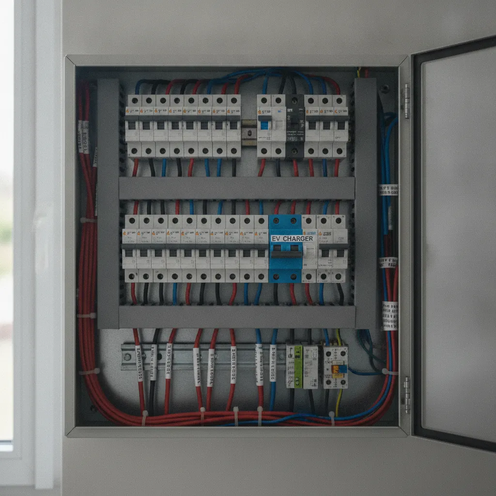 Tableau électrique avec disjoncteur différentiel dédié à la borne de recharge IRVE