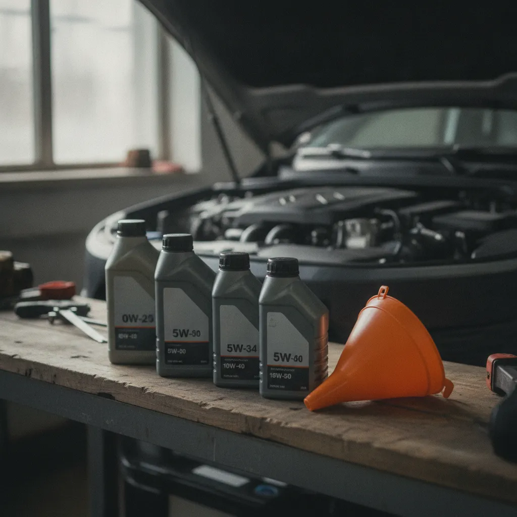 Un entonnoir et l'huile adaptée à votre moteur sont indispensables pour un appoint sans bavure