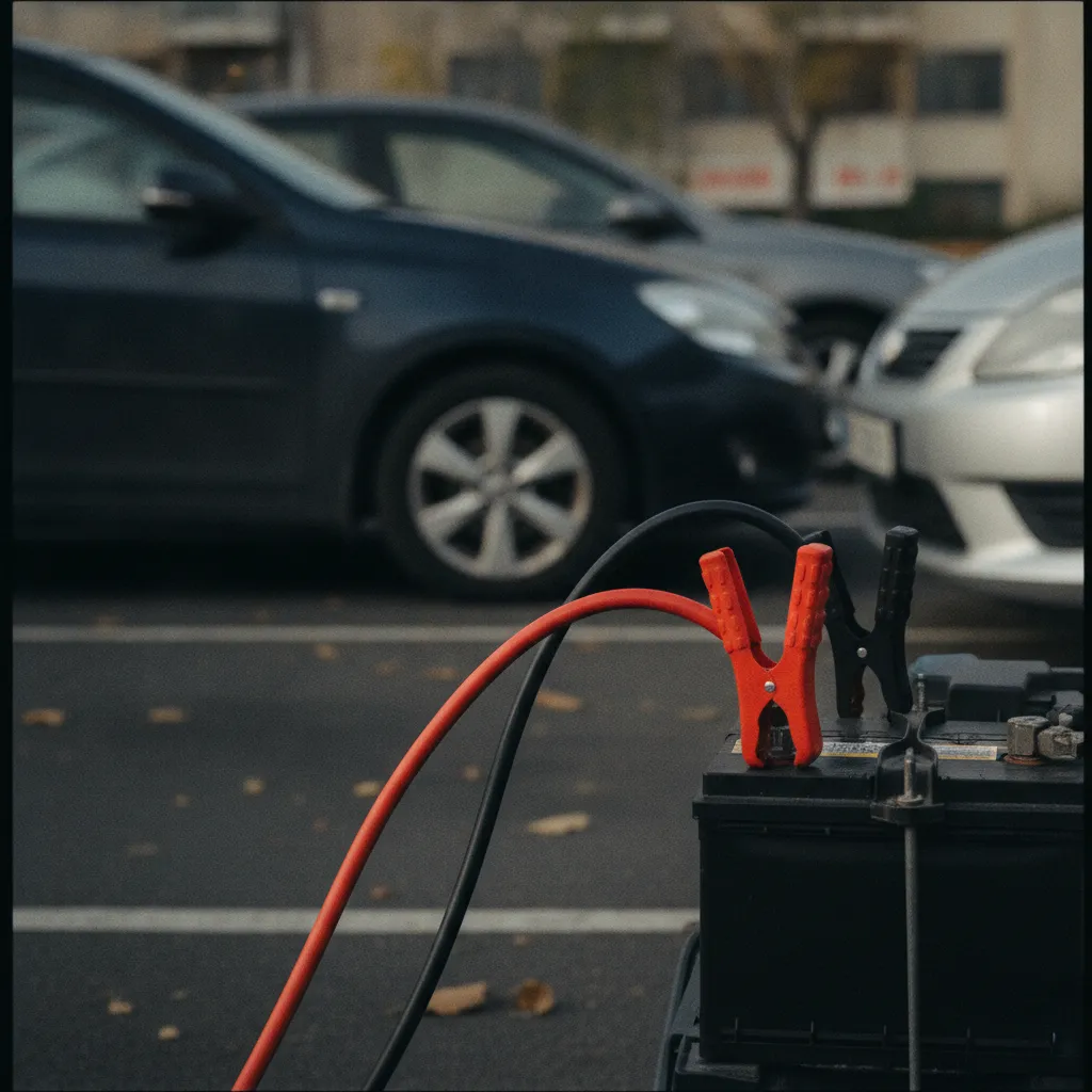 Démarrage par câbles entre deux véhicules pour relancer une batterie à plat