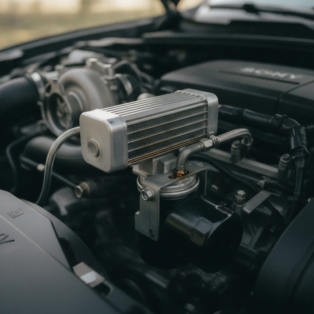 Refroidisseur d'huile et support de filtre sur un moteur turbo moderne