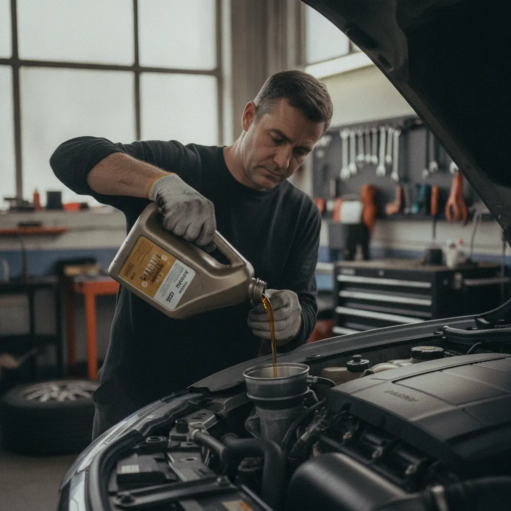 Appoint d'huile moteur par le bouchon de remplissage lors d'un niveau bas